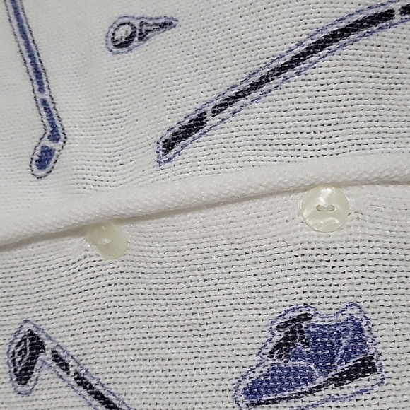 Christopher & Banks White Blue Golf Print Knit Cardigan Sweater Size Large - Picture 3 of 6